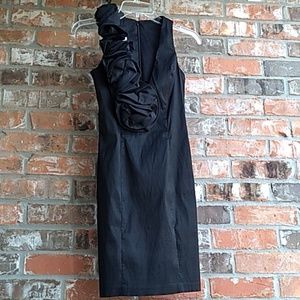 Cache sz4 Sexy Black Sheath w/ruffle accent neck